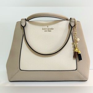 FREE Purse Charm w/ Purchase of Kate Spade Cream Pebbled Leather Handbag